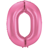 Roze Metallic Mat Folieballon Cijfer 0